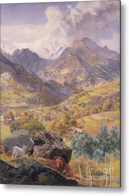 Goat Metal Print featuring the painting The Val D'aosta, 1858 by John Brett