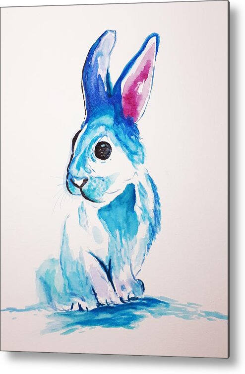 Bunny Metal Print featuring the painting Thumper by Abstract Angel Artist Stephen K