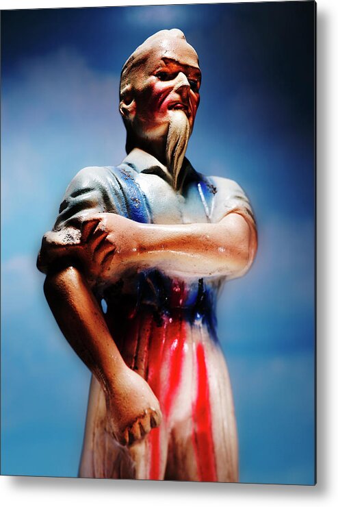 4th Of July Metal Print featuring the drawing Uncle Sam Rolling up Sleeves by CSA Images