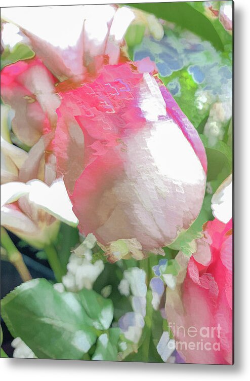Abstract Metal Print featuring the photograph Vertical Pink Rose Abstract by Phillip Rubino