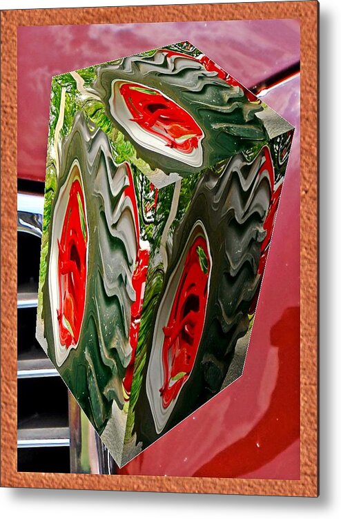 Cars Metal Print featuring the digital art Warped tractor tire as a box by Karl Rose
