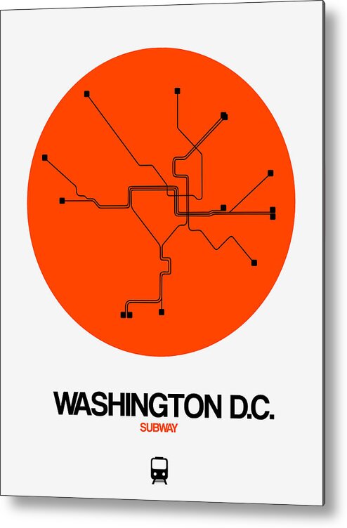 Washington D.c. Metal Print featuring the digital art Washington D.C. Orange Subway Map by Naxart Studio