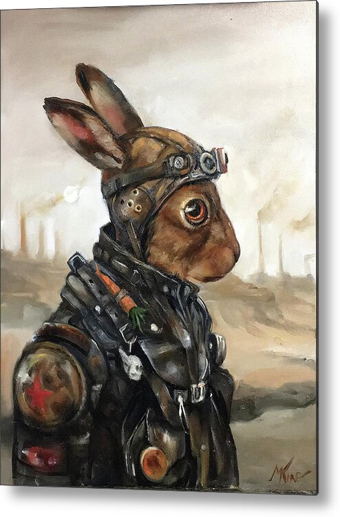 Rabbit Metal Print featuring the painting Wasteland Rabbit by Margot King