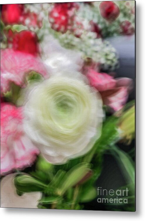 Abstract Metal Print featuring the photograph White rose blur abstract by Phillip Rubino