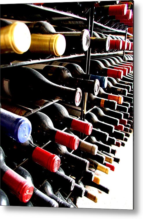 Alcohol Metal Print featuring the photograph Wine Bottles Perspective by Chichi