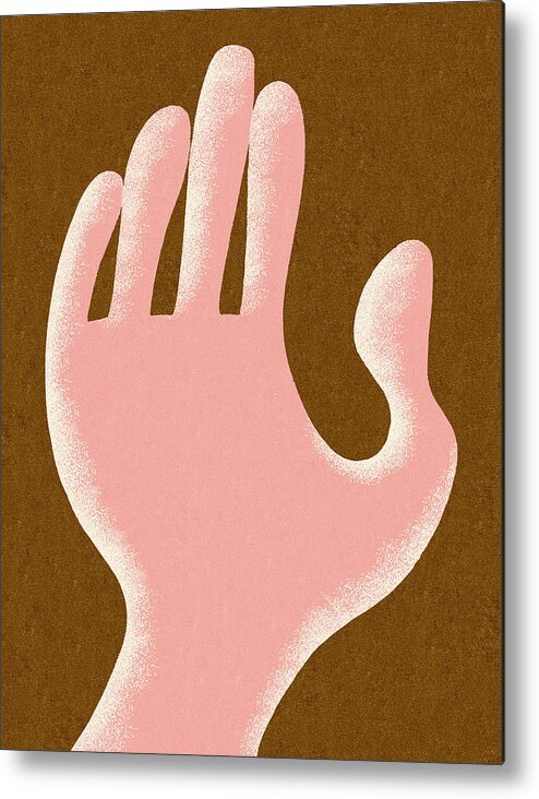 Brown Background Metal Poster featuring the drawing Wonky Hand by CSA Images