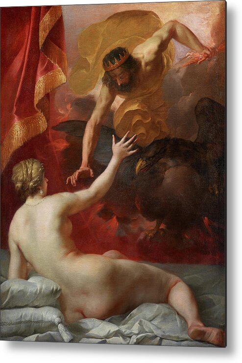 Zeus And Semele Metal Print featuring the painting Zeus and Semele by Jacques Blanchard