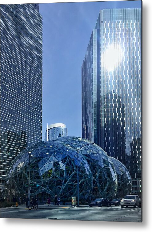 Architecture Metal Print featuring the photograph Amazon Spheres #2 by Jerry Abbott