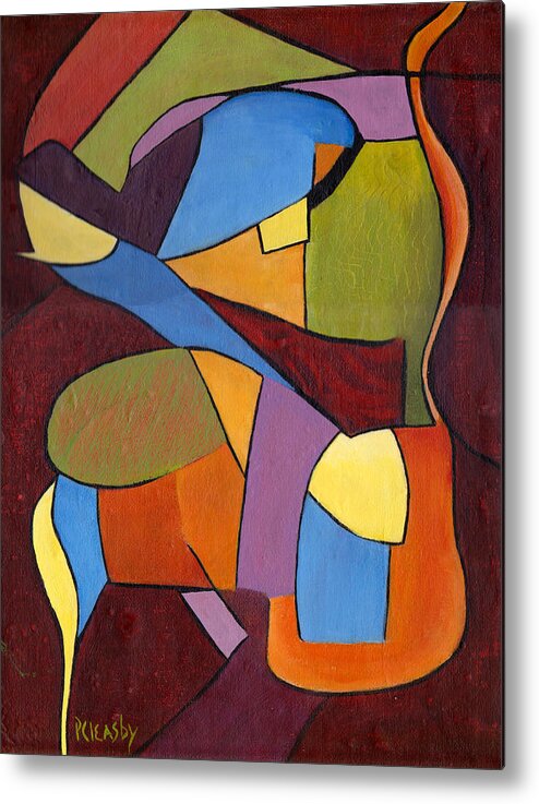 Colorful Purple Metal Print featuring the painting Color and Shapes #1 by Patricia Cleasby