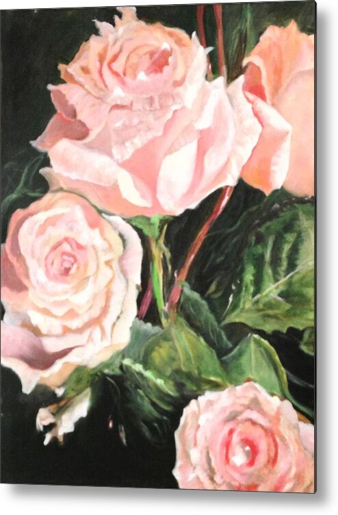 Pink Roses Metal Print featuring the painting Elegant Dancer by Juliette Becker