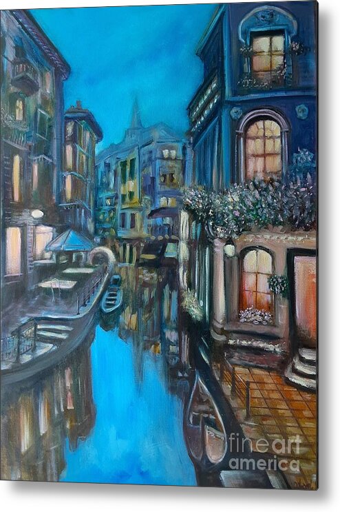 Venice Metal Print featuring the painting Evening in Venice #1 by Deborah Nell