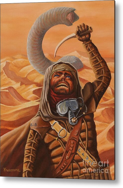 Dune Metal Print featuring the painting Fremen Warrior of Dune by Ken Kvamme