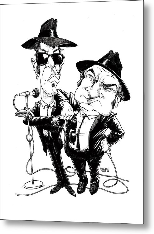 Cartoon Metal Print featuring the drawing Blues Brothers by Mike Scott
