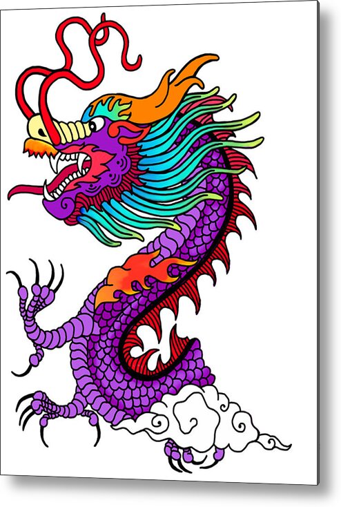 Purple Dragon Metal Print featuring the mixed media Purple Dragon #1 by Anthony Seeker
