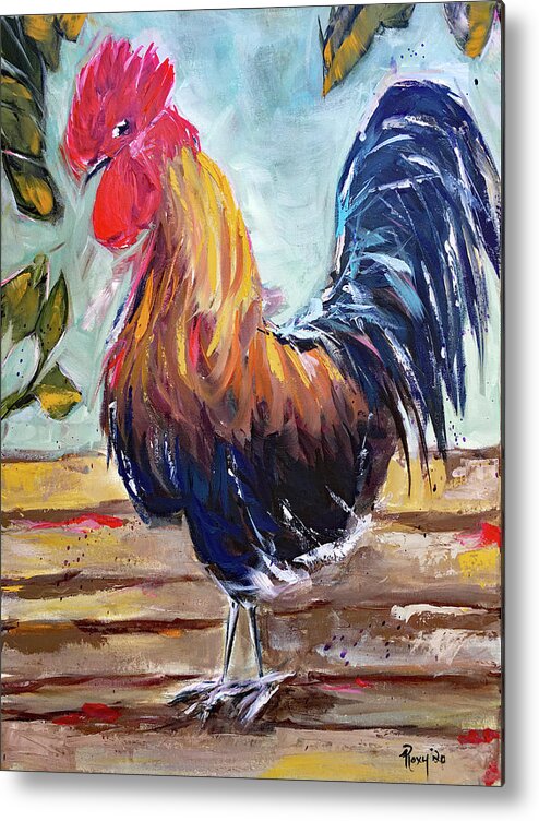 Rooster Metal Print featuring the painting Randy Rooster by Roxy Rich