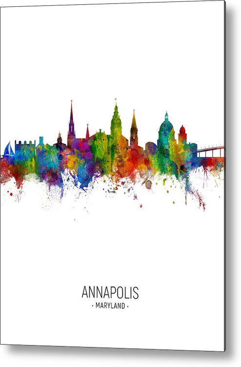 Annapolis Metal Print featuring the digital art Annapolis Maryland Skyline #13 by Michael Tompsett