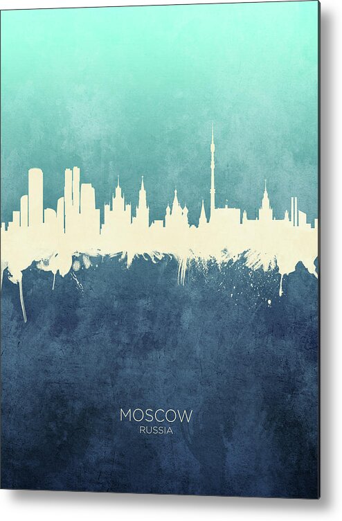 Moscow Metal Print featuring the digital art Moscow Russia Skyline #13 by Michael Tompsett