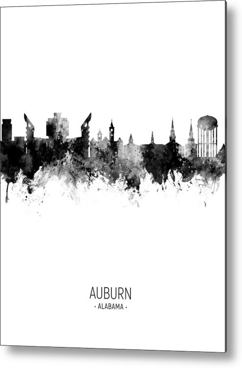 Auburn Metal Print featuring the digital art Auburn Alabama Skyline #17 by Michael Tompsett