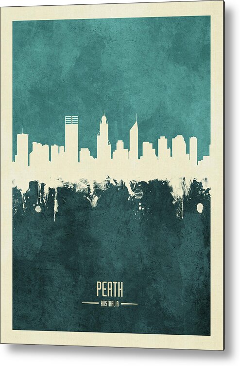 Perth Metal Print featuring the digital art Perth Australia Skyline #18 by Michael Tompsett