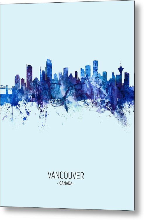 Vancouver Metal Print featuring the digital art Vancouver Canada Skyline #18 by Michael Tompsett
