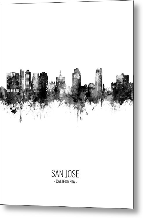 San Jose Metal Print featuring the digital art San Jose California Skyline #19 by Michael Tompsett
