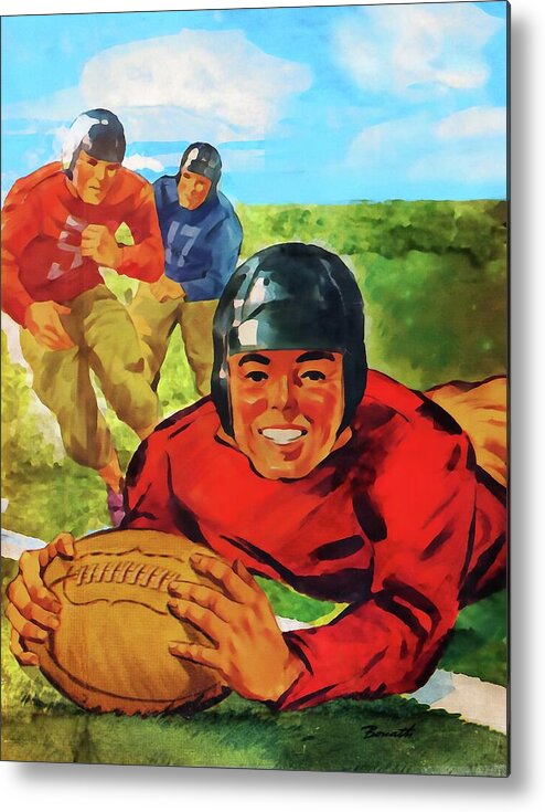 Football Metal Print featuring the mixed media 1945 Vintage Football Art by Row One Brand
