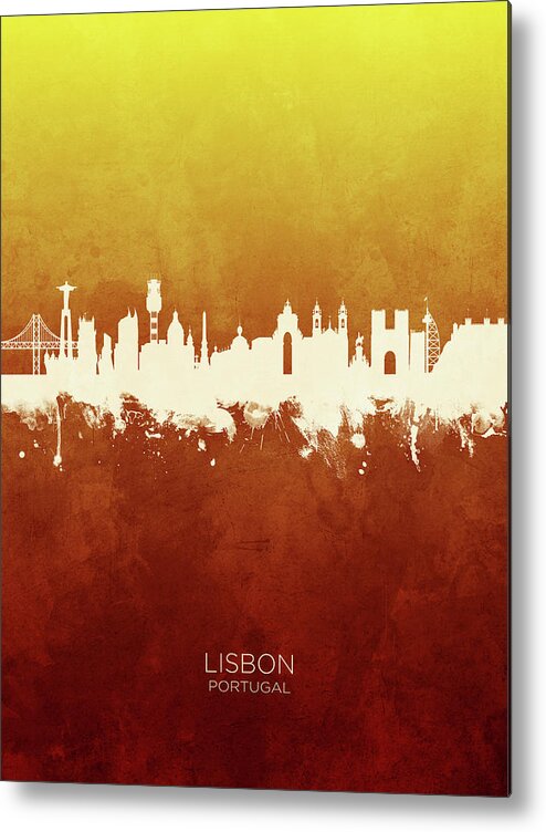 Lisbon Metal Print featuring the digital art Lisbon Portugal Skyline #20 by Michael Tompsett