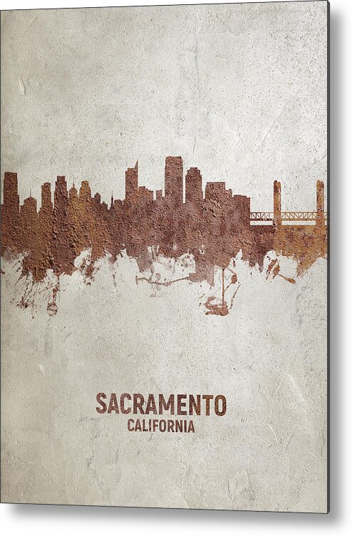 Sacramento Metal Print featuring the digital art Sacramento California Skyline #21 by Michael Tompsett