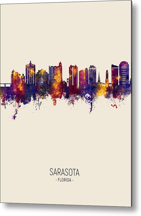 Sarasota Metal Print featuring the digital art Sarasota Florida Skyline #21 by Michael Tompsett