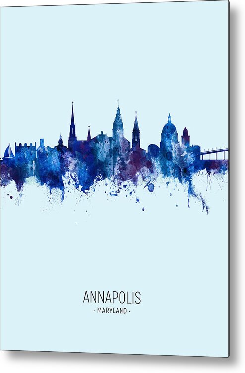 Annapolis Metal Print featuring the digital art Annapolis Maryland Skyline #22 by Michael Tompsett