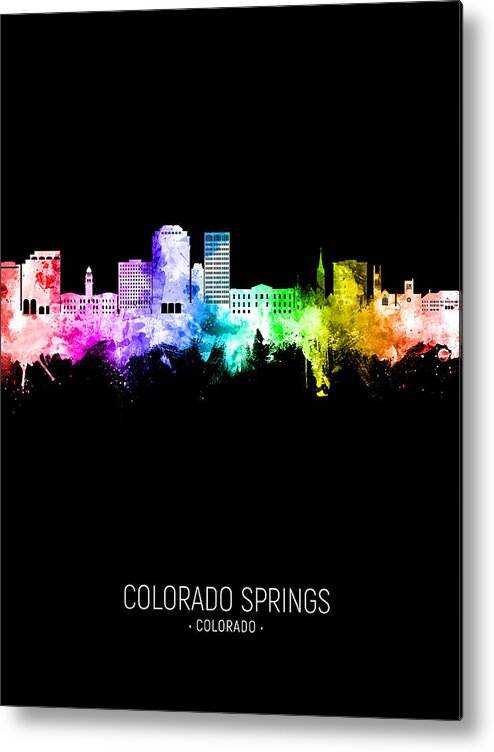 Colorado Springs Metal Print featuring the digital art Colorado Springs Colorado Skyline #23 by Michael Tompsett