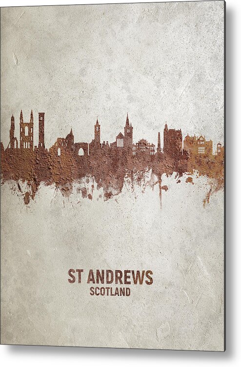 St Andrews Metal Print featuring the digital art St Andrews Scotland Skyline #23 by Michael Tompsett