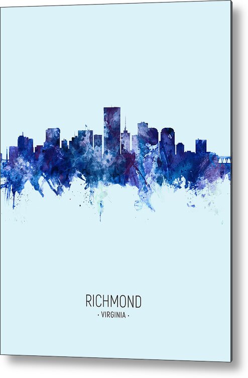 Richmond Metal Print featuring the digital art Richmond Virginia Skyline #27 by Michael Tompsett