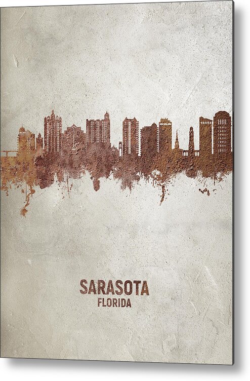 Sarasota Metal Print featuring the digital art Sarasota Florida Skyline #27 by Michael Tompsett