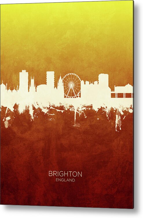 Brighton Metal Print featuring the digital art Brighton England Skyline #28 by Michael Tompsett