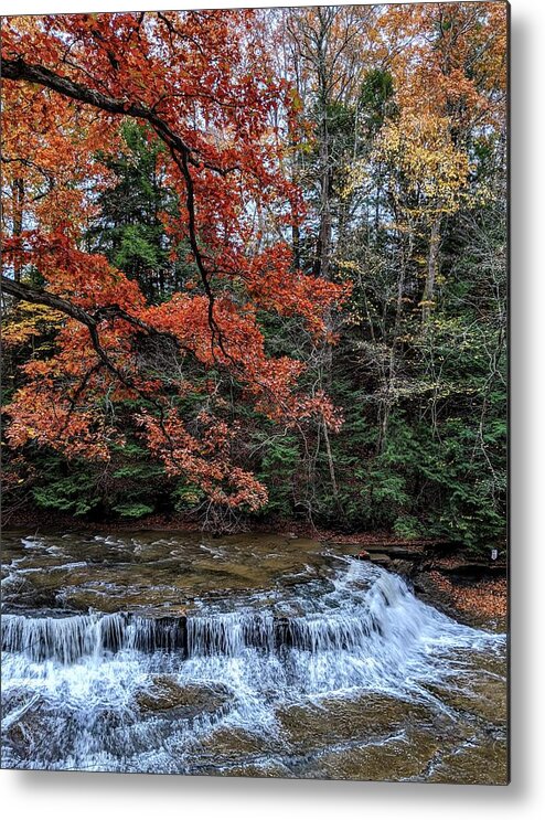 South Chagrin Reservation Metal Print featuring the photograph Quarry Rock Falls in the Fall by Brad Nellis