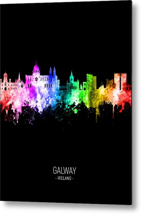 Galway Metal Print featuring the digital art Galway Ireland Skyline #35 by Michael Tompsett