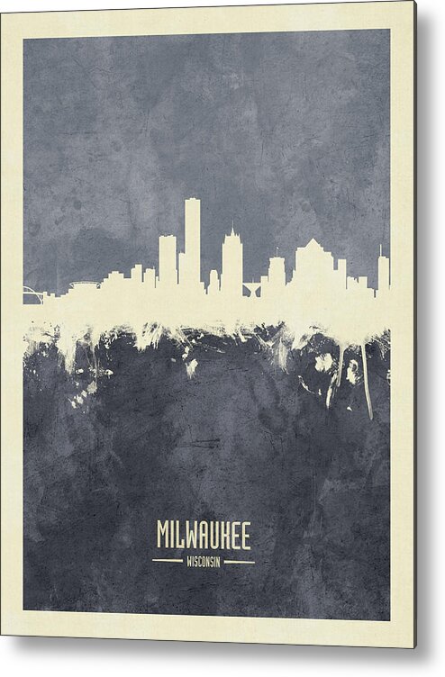 Milwaukee Metal Print featuring the digital art Milwaukee Wisconsin Skyline #37 by Michael Tompsett