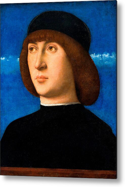 Giovanni Bellini Metal Print featuring the painting Portrait of a Young Man #5 by Giovanni Bellini