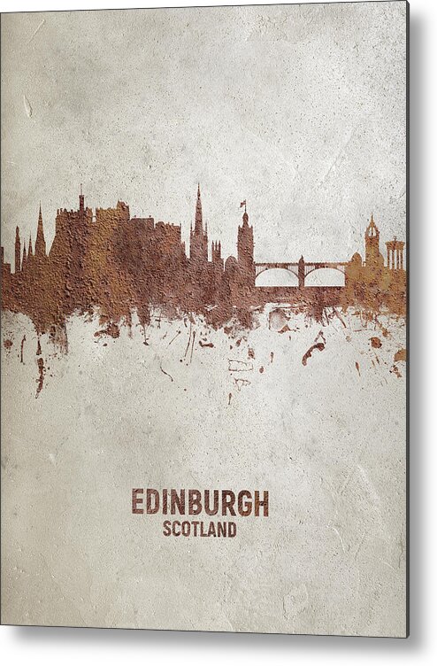 Edinburgh Metal Print featuring the digital art Edinburgh Scotland Skyline #55 by Michael Tompsett