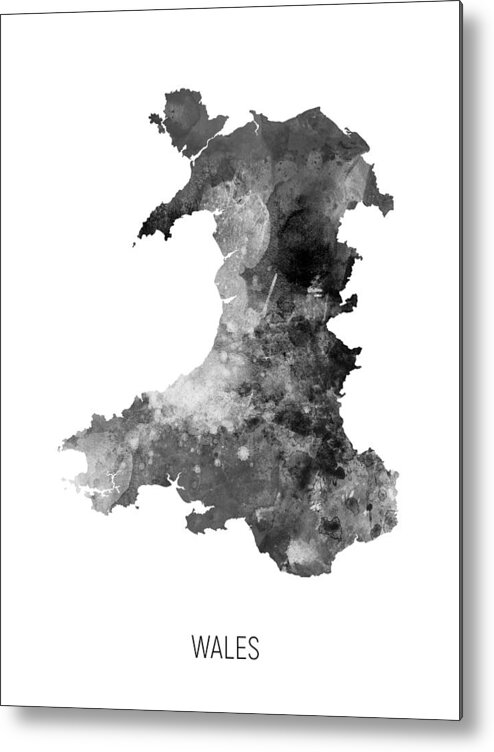 Wales Metal Print featuring the digital art Wales Watercolor Map #6 by Michael Tompsett