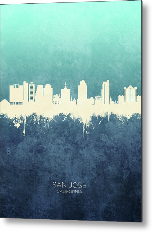 San Jose Metal Print featuring the digital art San Jose California Skyline #8 by Michael Tompsett