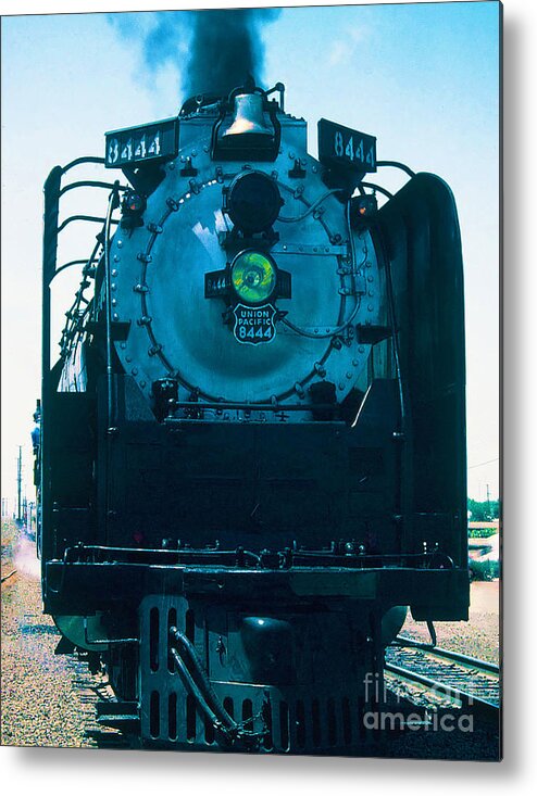 Train Metal Print featuring the photograph VINTAGE RAILROAD - Union Pacific 8444 Front by John and Sheri Cockrell