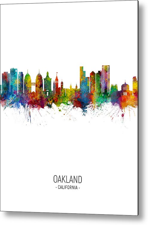 Oakland Metal Print featuring the digital art Oakland California Skyline #9 by Michael Tompsett
