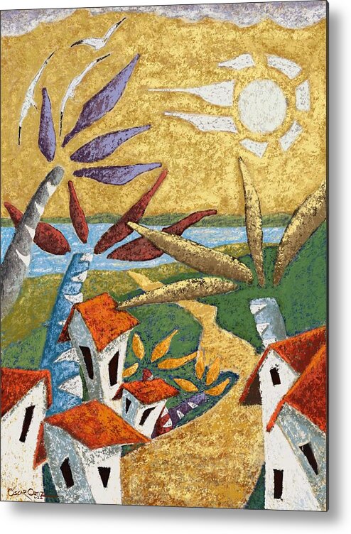 Summer Metal Print featuring the painting A Summer Breezy Afternoon by Oscar Ortiz
