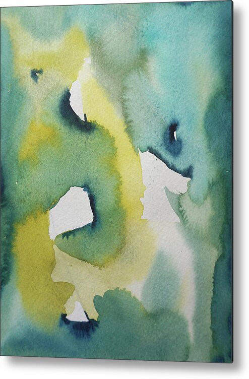 Abstract Metal Print featuring the painting Abstract Green by Luisa Millicent