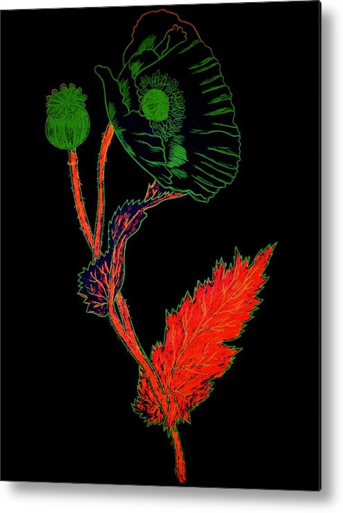 American Legion Metal Print featuring the drawing Abstract poppy by Mark J Dunn