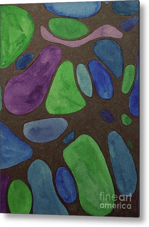 Abstract Stones Metal Print featuring the mixed media Abstract Stones by Lisa Neuman