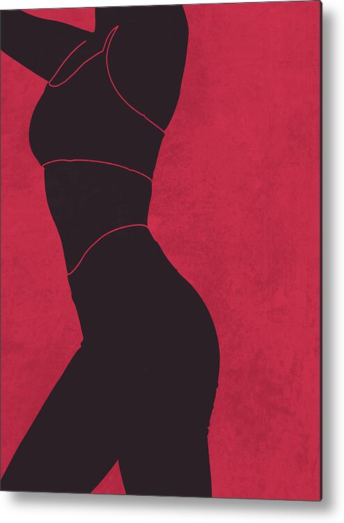 Female Figure Metal Print featuring the mixed media Aesthetique - Female Figure - Minimal Contemporary Abstract 02 by Studio Grafiikka