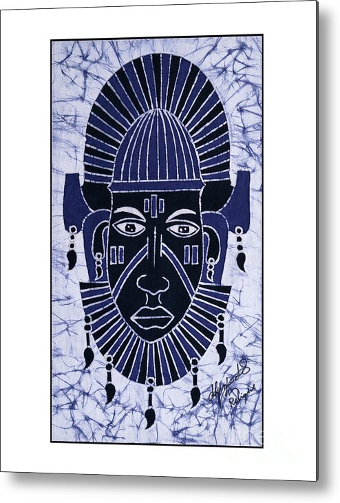  Metal Print featuring the painting African blue mask by Relique Dorcis